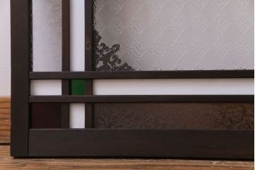 アンティーク雑貨 大正ロマン 4種のガラスが組み込まれたクラシカルな明り取り(明かり取り、欄間)