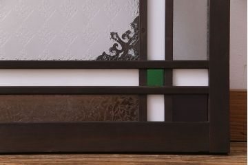 アンティーク雑貨 大正ロマン 4種のガラスが組み込まれたクラシカルな明り取り(明かり取り、欄間)