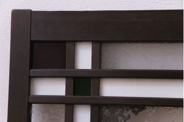 アンティーク雑貨　大正ロマン　4種のガラスが組み込まれたクラシカルな明り取り(明かり取り、欄間)
