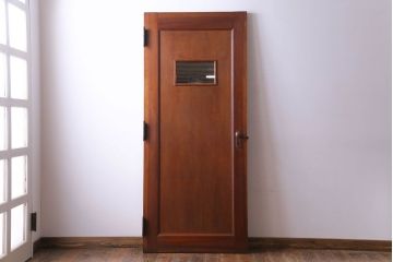昭和レトロ　ミラー付き　シンプルなアンティーク木製ドア(扉)