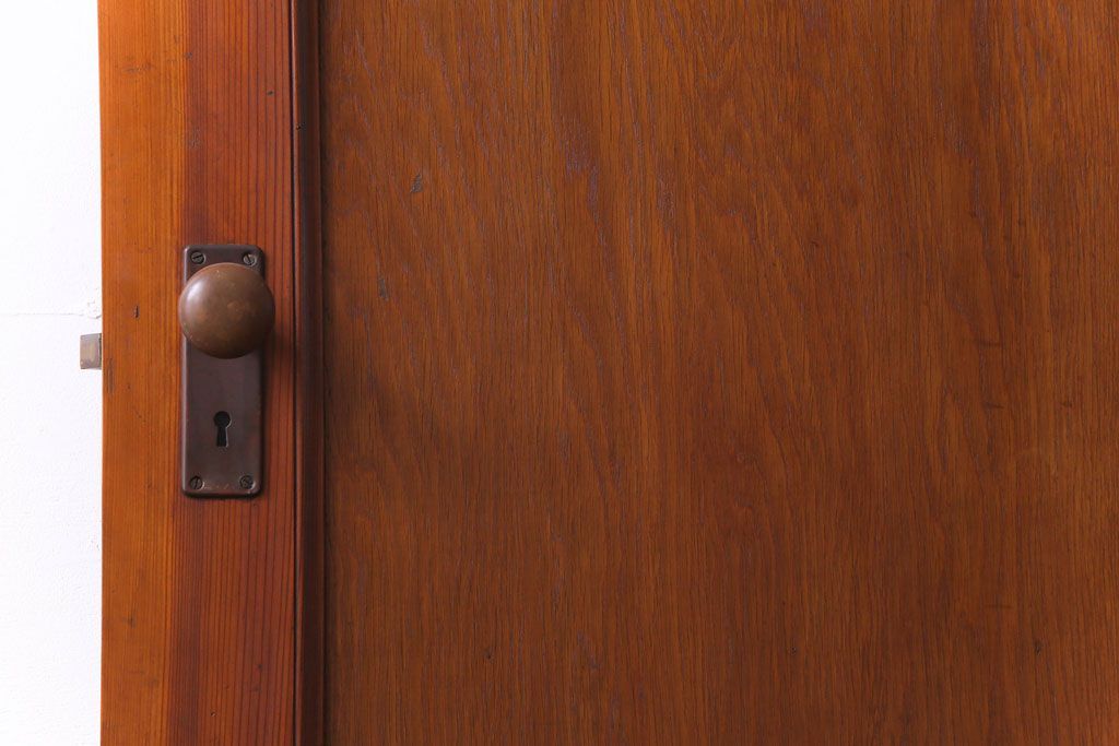 昭和レトロ　ミラー付き　シンプルなアンティーク木製ドア(扉)