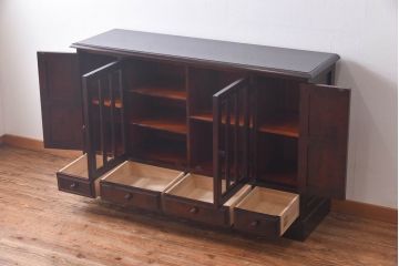 中古　北海道民芸家具　特注品　シックな佇まいのサイドボード(収納棚、戸棚)