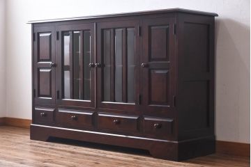 中古　北海道民芸家具　特注品　シックな佇まいのサイドボード(収納棚、戸棚)