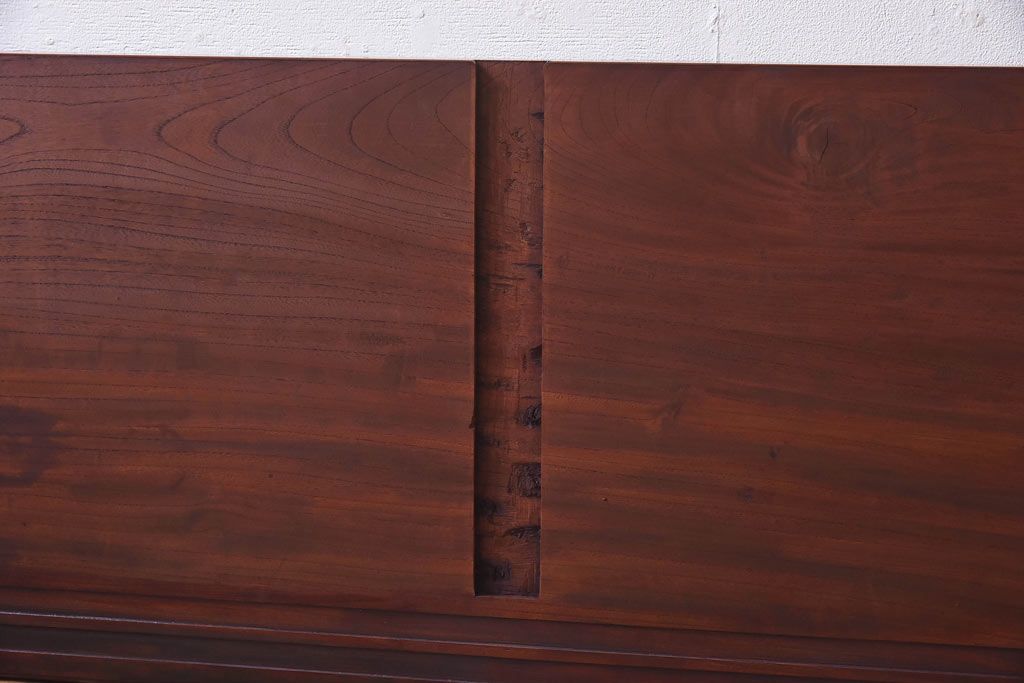 リメイク　ケヤキ材　メンズライクな雰囲気の鉄脚付き作業台(陳列、飾り台、鉄脚テーブル)