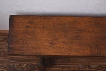 ヴィンテージ家具　イギリスビンテージ　オーク材　挽き物の脚のデザインが上品なベンチ(長椅子、飾り台)
