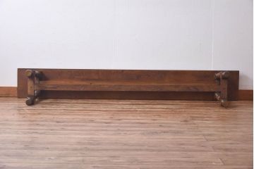 ヴィンテージ家具　イギリスビンテージ　オーク材　挽き物の脚のデザインが上品なベンチ(長椅子、飾り台)