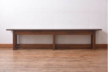 ヴィンテージ家具　イギリスビンテージ　オーク材　シンプルなデザインが格好いい大型ベンチ(長椅子、飾り台)(1)