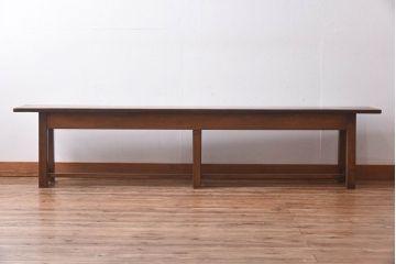ヴィンテージ家具　イギリスビンテージ　オーク材　シンプルなデザインが格好いい大型ベンチ(長椅子、飾り台)(1)
