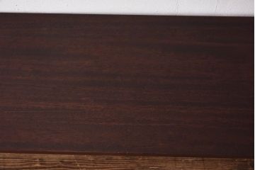 レトロ家具　昭和レトロ　ラワン材一枚板　古い木の質感が味わい深い鉄脚テーブル(コンソールテーブル、作業台)(1)