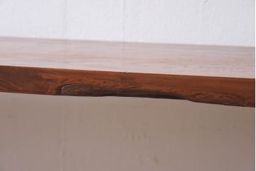 昭和期　ヒノキ材一枚板　味わいある古材をリメイクした鉄脚テーブル(コンソールテーブル、作業台)
