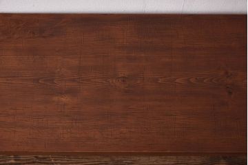 昭和期　ヒノキ材一枚板　味わいある古材をリメイクした鉄脚テーブル(コンソールテーブル、作業台)