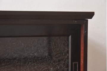 アンティーク家具　和製アンティーク　結霜ガラス　艶やかな漆塗りが上品な時代箪笥ローボード(リビングボード)