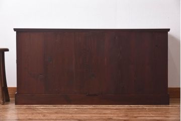 アンティーク家具　リメイク　前面ケヤキ材　漆塗りの赤が艶やかな時代箪笥ローチェスト(引き出し、ローボード、リビングボード)(大)