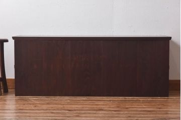 アンティーク家具　リメイク　前面ケヤキ材　漆塗りの赤が艶やかな時代箪笥ローチェスト(引き出し、ローボード、リビングボード)(小)