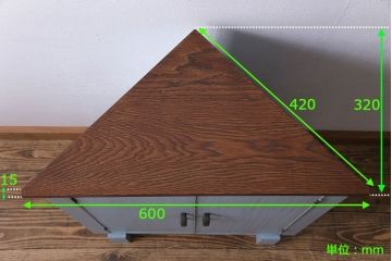 昭和期　ペイント家具　レトロなコーナーキャビネット(収納棚)