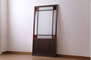 大正ロマン　色ガラス入り　色違いのすりガラスを使ったお洒落なガラス戸(建具、ドア)