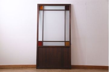 大正ロマン　色ガラス入り　色違いのすりガラスを使ったお洒落なガラス戸(建具、ドア)