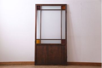 大正ロマン　色ガラス入り　色違いのすりガラスを使ったお洒落なガラス戸(建具、ドア)