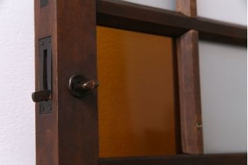 大正ロマン　色ガラス入り　色違いのすりガラスを使ったお洒落なガラス戸(建具、ドア)