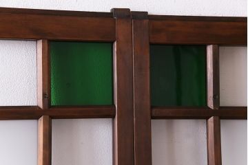 和製アンティーク　当時物色ガラス　華やいだ大正ロマンの雰囲気が漂うガラス戸(引き戸、仕切り戸、建具)4枚組
