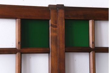 和製アンティーク　当時物色ガラス　華やいだ大正ロマンの雰囲気が漂うガラス戸(引き戸、仕切り戸、建具)4枚組