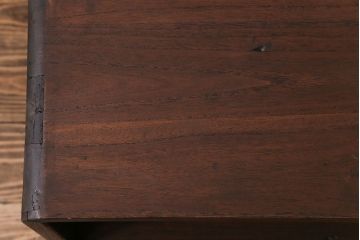 レトロ家具　昭和レトロ　海を思わせる色ガラスが美しい丸窓のローボード(戸棚、収納棚、リビングボード)