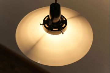 昭和レトロ　昔懐かしいシンプルな平笠シェード(吊り下げ照明、天井照明、ペンダントライト)