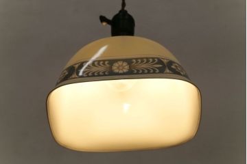 オールドノリタケ・則武(日陶)　四角形　草花モチーフが上品なシェード(電笠、天井照明)