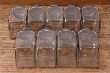 アンティーク雑貨　昭和レトロ　9連アイアンラック付き!　蓋付きガラスビンセット(瓶)