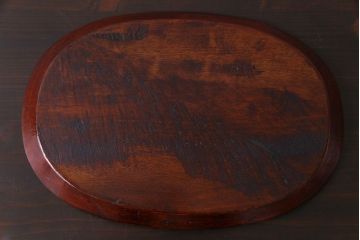 和製アンティーク　漆塗り　草花デザインが映えるくり抜き盆(トレー)