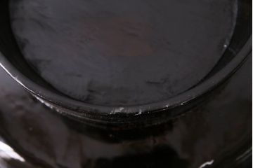 和製アンティーク　会津漆器　朱赤の漆塗りが美しい高台付き丸盆(丸膳)(1)