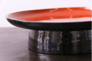 和製アンティーク　会津漆器　和の風情溢れる食卓におすすめの高台付き丸盆(丸膳)