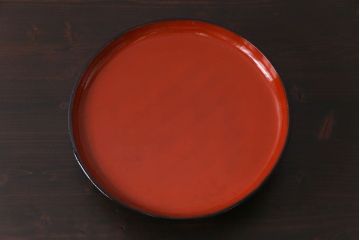 和製アンティーク　会津漆器　和の風情溢れる食卓におすすめの高台付き丸盆(丸膳)