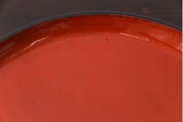 和製アンティーク　会津漆器　和の風情溢れる食卓におすすめの高台付き丸盆(丸膳)