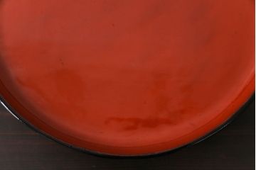 和製アンティーク　会津漆器　和の風情溢れる食卓におすすめの高台付き丸盆(丸膳)