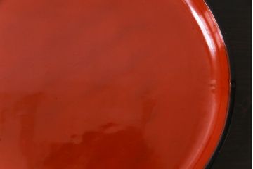 和製アンティーク　会津漆器　和の風情溢れる食卓におすすめの高台付き丸盆(丸膳)