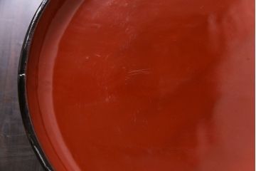 和製アンティーク　会津漆器　和の風情溢れる食卓におすすめの高台付き丸盆(丸膳)