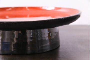 和製アンティーク　会津漆器　和の風情溢れる食卓におすすめの高台付き丸盆(丸膳)