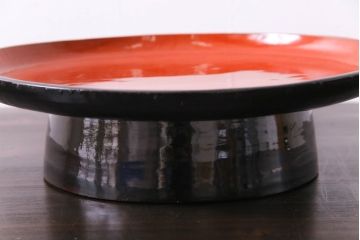 和製アンティーク　会津漆器　和の風情溢れる食卓におすすめの高台付き丸盆(丸膳)