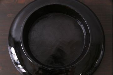 和製アンティーク　会津漆器　和の風情溢れる食卓におすすめの高台付き丸盆(丸膳)