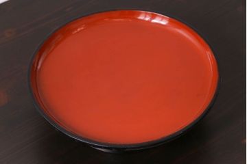 和製アンティーク　会津漆器　和の風情溢れる食卓におすすめの高台付き丸盆(丸膳)(1)