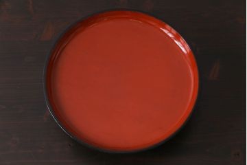 和製アンティーク　会津漆器　和の風情溢れる食卓におすすめの高台付き丸盆(丸膳)(1)
