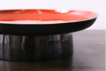 和製アンティーク　会津漆器　和の風情溢れる食卓におすすめの高台付き丸盆(丸膳)(2)
