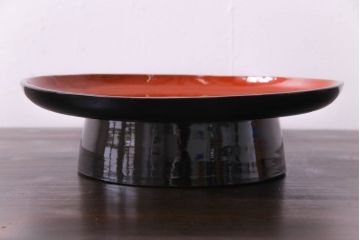 和製アンティーク　会津漆器　和の風情溢れる食卓におすすめの高台付き丸盆(丸膳)(3)