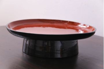和製アンティーク　会津漆器　和の風情溢れる食卓におすすめの高台付き丸盆(丸膳)(3)