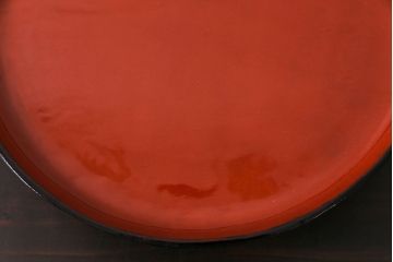和製アンティーク　会津漆器　和の風情溢れる食卓におすすめの高台付き丸盆(丸膳)(3)