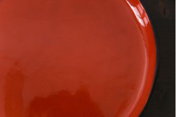 和製アンティーク　会津漆器　和の風情溢れる食卓におすすめの高台付き丸盆(丸膳)(3)