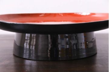 和製アンティーク　会津漆器　和の風情溢れる食卓におすすめの高台付き丸盆(丸膳)(3)