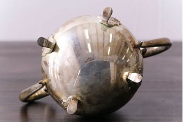 ヨーロッパビンテージ　銀製(シルバー)　STERLING950　クラシカルなデザインがおしゃれなティーセット(ポット、クリーマー、シュガーポット、トレー)