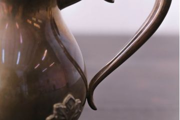 ヨーロッパビンテージ　銀製(シルバー)　STERLING950　クラシカルなデザインがおしゃれなティーセット(ポット、クリーマー、シュガーポット、トレー)